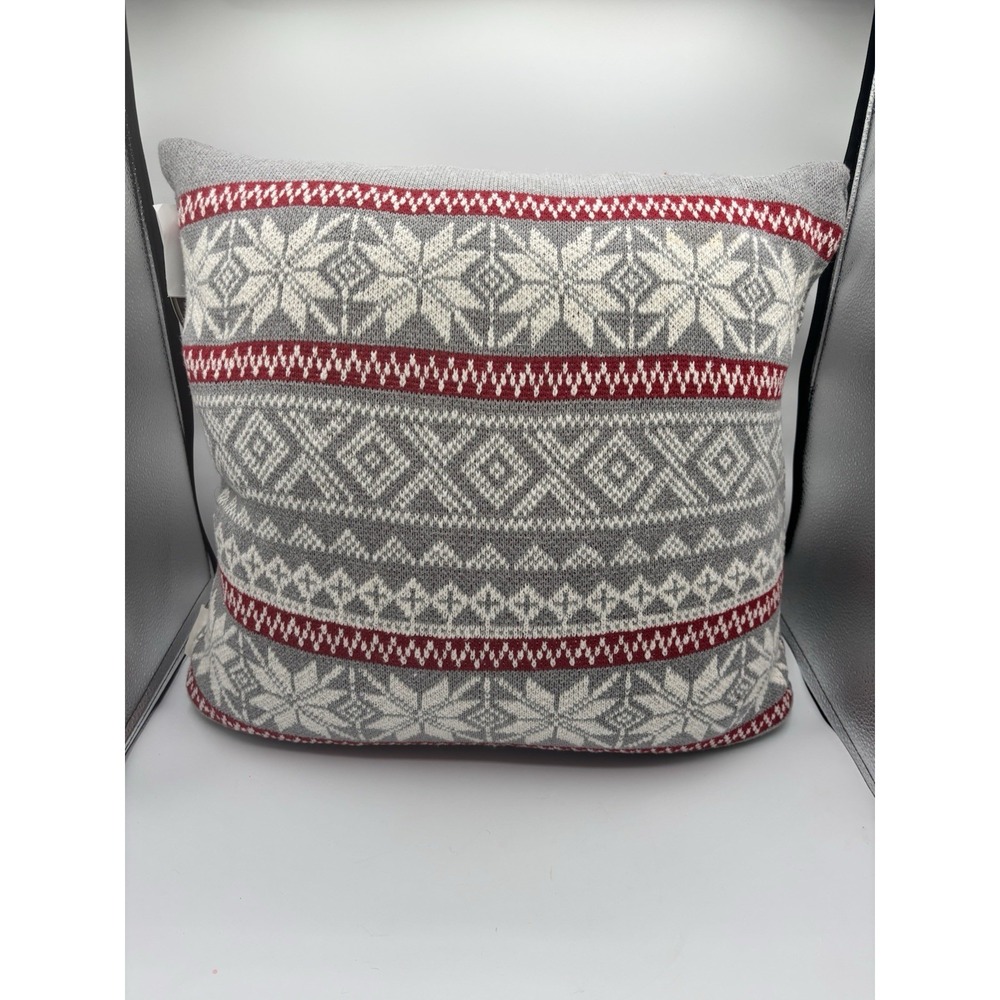 Christmas Decorative 20"x20" Down Pillow‎ Gray White Red Scandinavian Cotton